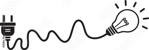 Light bulb plug icon, electricity power concept, creative idea energy symbol. Energy and Idea Concept Illustration