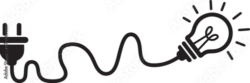 Light bulb plug icon, electricity power concept, creative idea energy symbol. Energy and Idea Concept Illustration