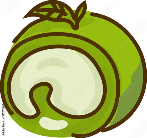 Matcha Swiss roll cake dessert illustration
