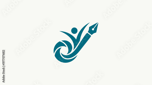 Creative Writing Symbol Human Pen Nib and Wave