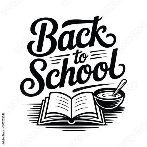 Black and white back to school with pencil and apple