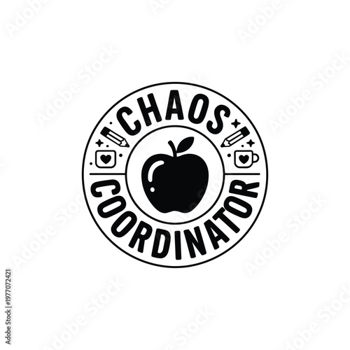 Black and white of a chaos coordinator badge circle frame