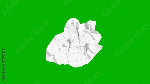 Crumpled stop-motion white paper folding and unfolding transitions, crumpled paper is perfect for motion design or background animations.