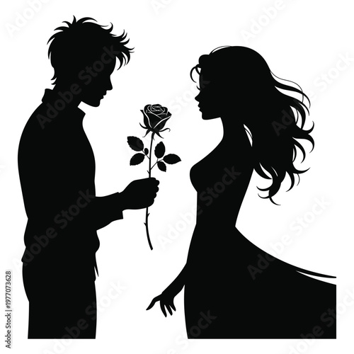 Two women in profile discussing a flower arrangement