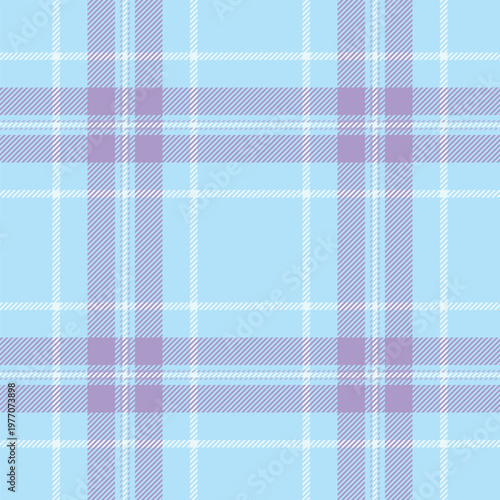 Tweed fabric plaid tartan, africa pattern background seamless. Majestic vector texture check textile in cyan and indigo colors.