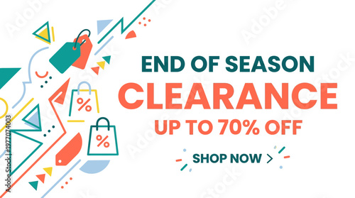 End of Season Clearance Banner with Geometric Elements