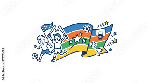 Kids Celebrating Sports Victory with a Banner