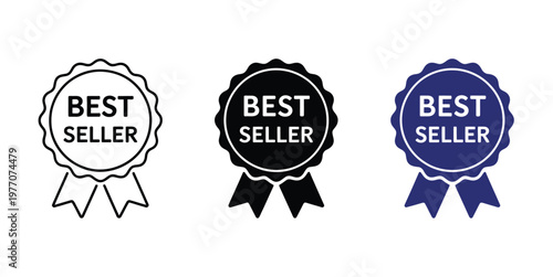 Best seller icon vector showcasing premium quality rating badge for products services and brand promotion visibility