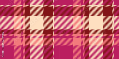 Nostalgia texture check seamless, brazil textile background plaid. Textured pattern vector fabric tartan in pink and bisque colors.