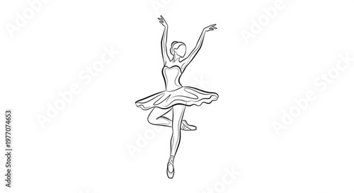 Elegant ballerina in a graceful pose a minimalist line art illustration for dance studios performance art and creative projects isolated on white