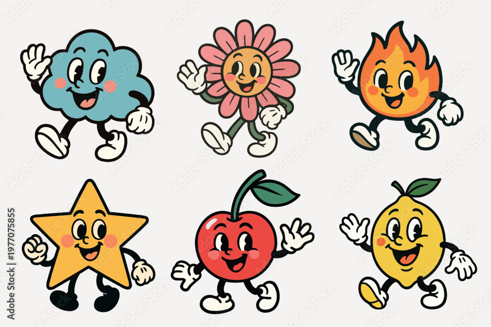 Obraz premium Colorful cartoon character icons vector element set