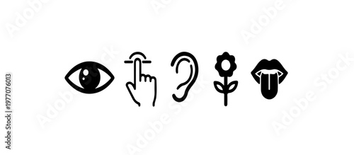 Black and White 54321 Grounding Technique Icon Pack Sensory Awareness