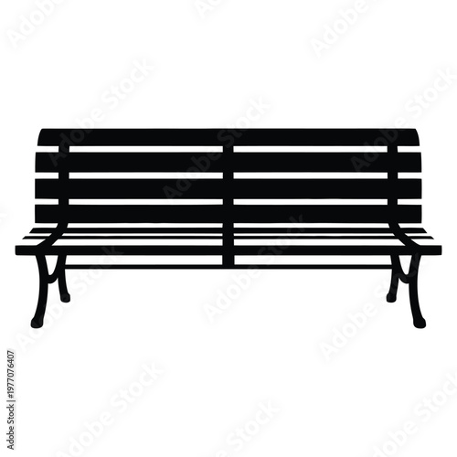 A simple black park bench depicted in a stark contrasting silhouette high quality