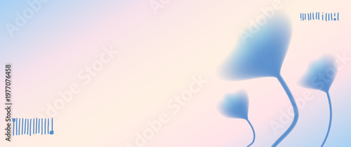 Bellflower blur shapes in soft gradient haze for spring banner. Gentle blue floral forms with dreamy gradation and bell flower botanicals. Ethereal vector background with translucent blur blooms.