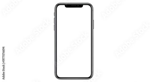 Smartphone mockup with blank white screen isolated on white background