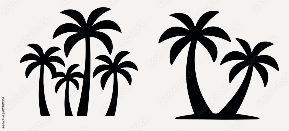 Obraz premium Silhouetted palm tree illustrations vector set