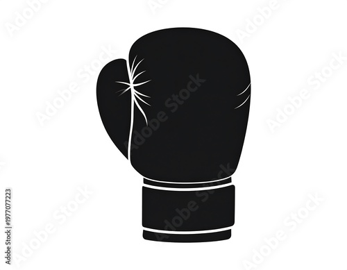 Black Boxing Glove Silhouette Icon Vector.