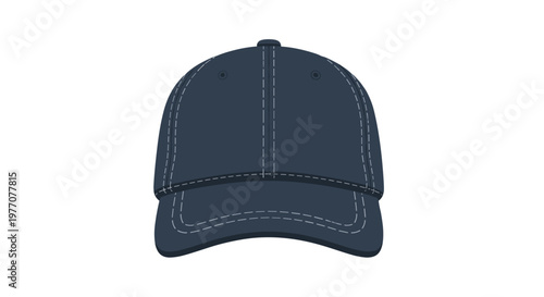 A professional dark charcoal grey baseball cap is displayed from a perfectly symmetrical front-facing angle showcasing its curved visor and center seam.