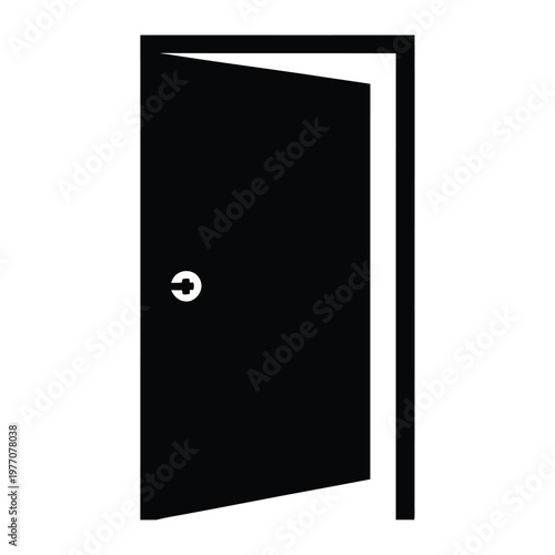 An open doorway reveals complete darkness creating a mysterious and inviting visual silhouette