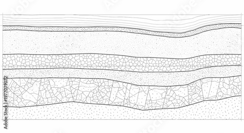 Geological Cross Section: Layered Strata with Fractures and Sedimentary Textures