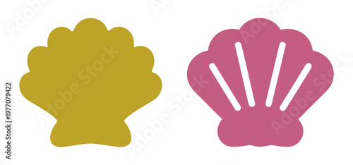 Colorful seashell silhouette design vector set