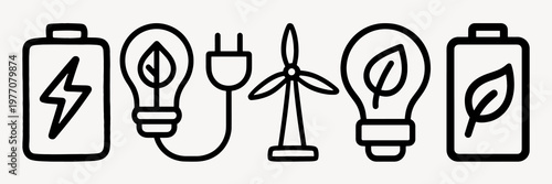 Eco-friendly energy icons collection vector elements