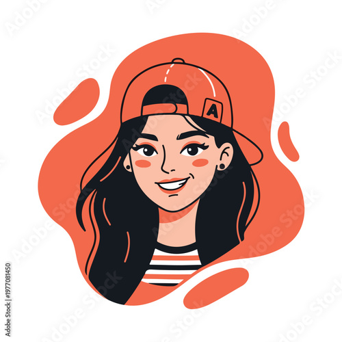 Young Woman Wearing Baseball Cap 1.