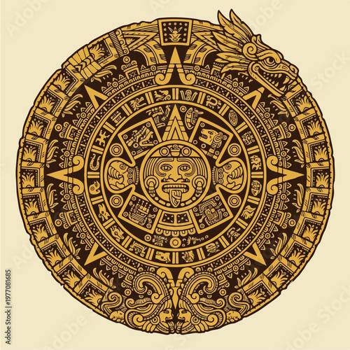 Aztec Calendar Stone Symbol.