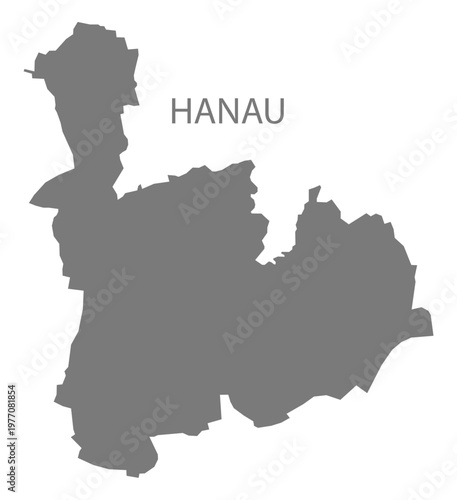Hanau city map with boroughs grey illustration silhouette shape