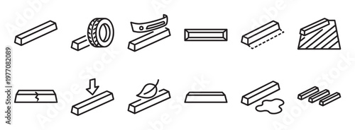 Collection of simple black outline icons depicting various gold bar scenarios and related concepts in a clean, modern style