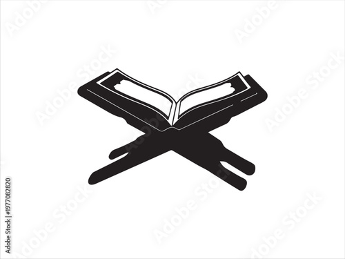 Open Holy Book Placed On Traditional Stand Illustration Design