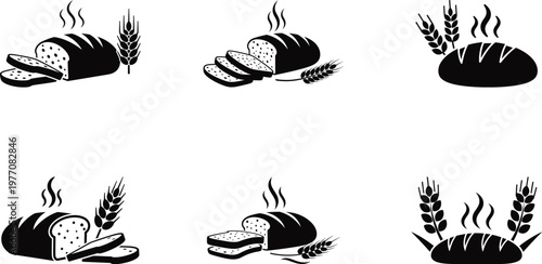 Bread vector icon silhouette on white background