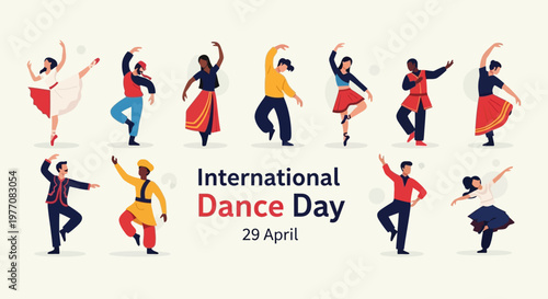 International Dance Day celebration with people dancing.