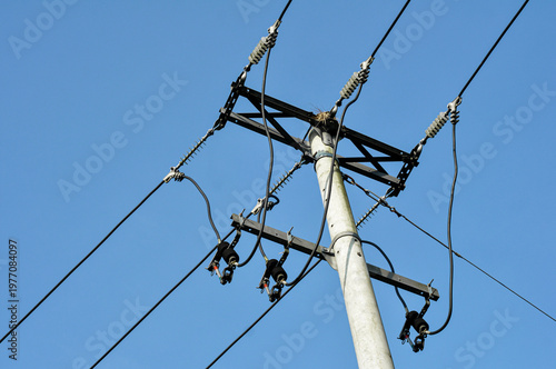 High Voltage Power Lines on Utility Pole