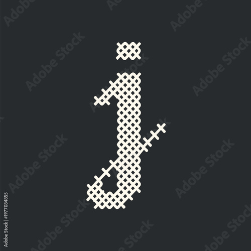 Cross-stitched letter J illustration vector