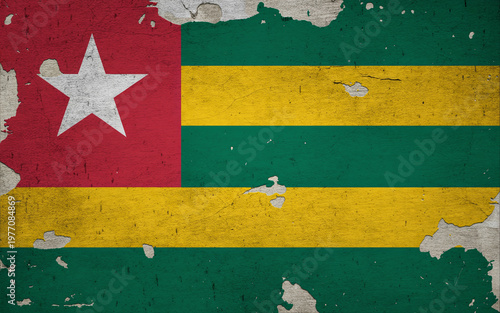 Togo Flag on Grunge Background, National Identity and African Country Concept