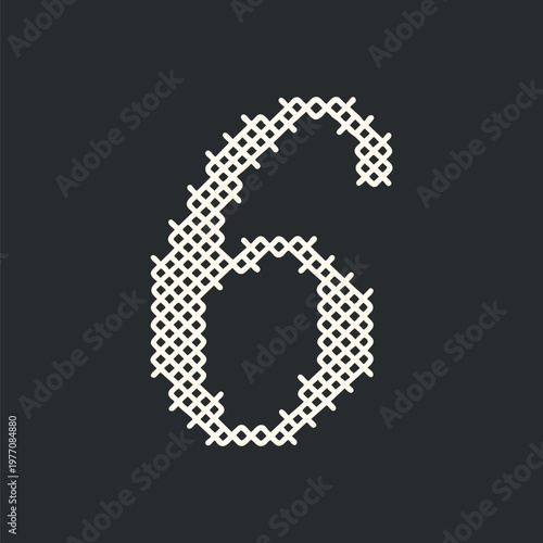 Intricate cross-stitch number design vector