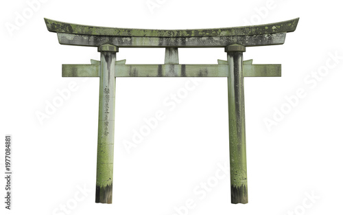 Japanese Torii Gate Isolated on White Background, Traditional Shrine Architecture and Cultural Symbol