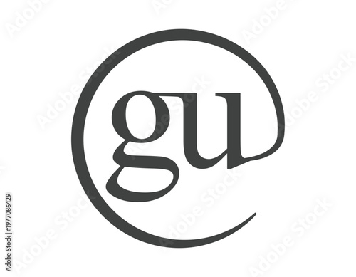 GU logo from two letter with circle shape email sign style. G and U round logotype of business company