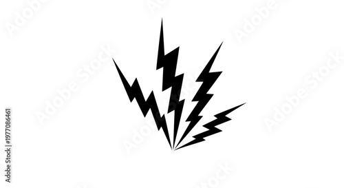 Explosion of lightning bolts, abstract energy burst, dynamic power, black and white