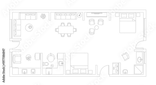 Modern Apartment Floor Plan Blueprint - Interior Design Layout