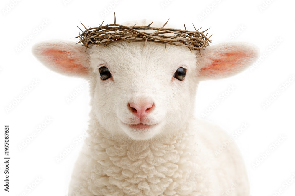 Obraz premium lamb with crown of thorns portrait on transparent background