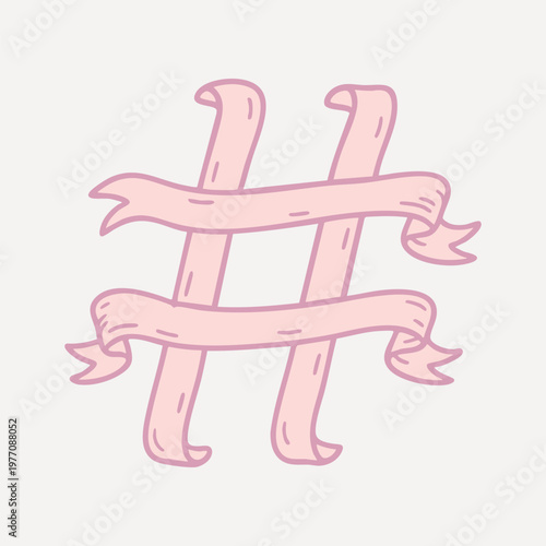 Pink ribbon hashtag illustration vector