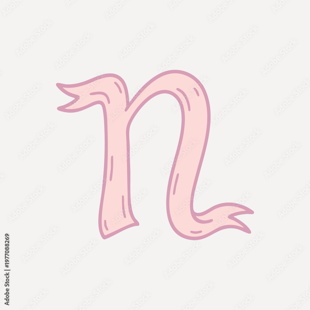 Obraz premium Whimsical pink letter illustration vector