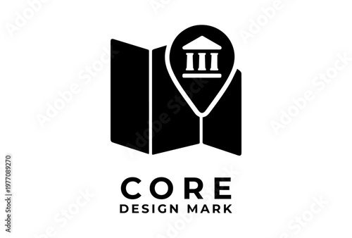 Museum Map Navigation Icon Presented As Bold Silhouette Black Vector Illustration For Visitor Guide And Cultural Design