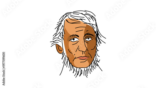 Henry David Thoreau portrait, flat vector illustration