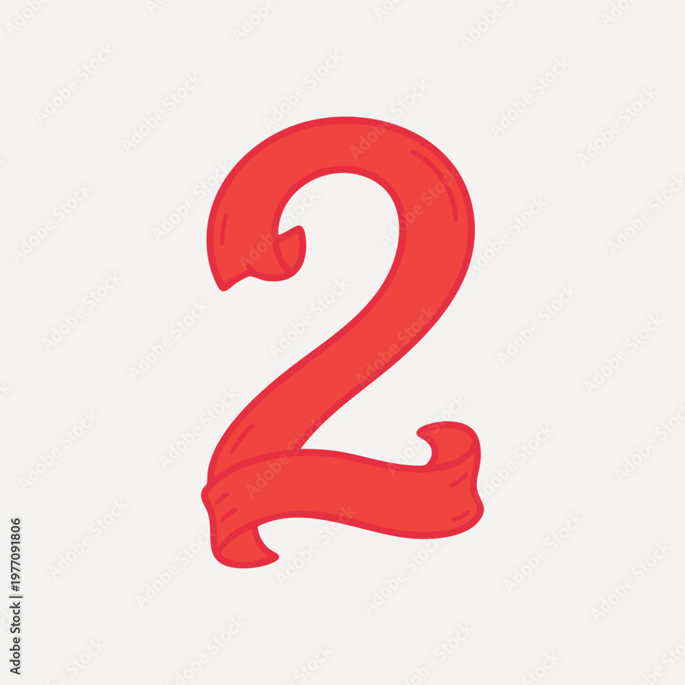 Fototapeta premium Bold red number two illustration vector