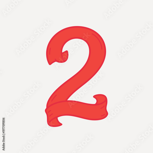 Bold red number two illustration vector