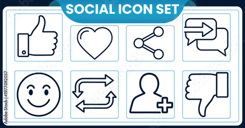 Social media icon set likes hearts shares and moreSocial media icon set likes hearts shares and more
