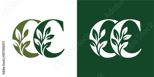 Minimalist and modern Creative Commons CC logo featuring stylized green leaves, ideal for digital rights, licensing, education, and branding projects. Clean design with high contrast for web, print, a